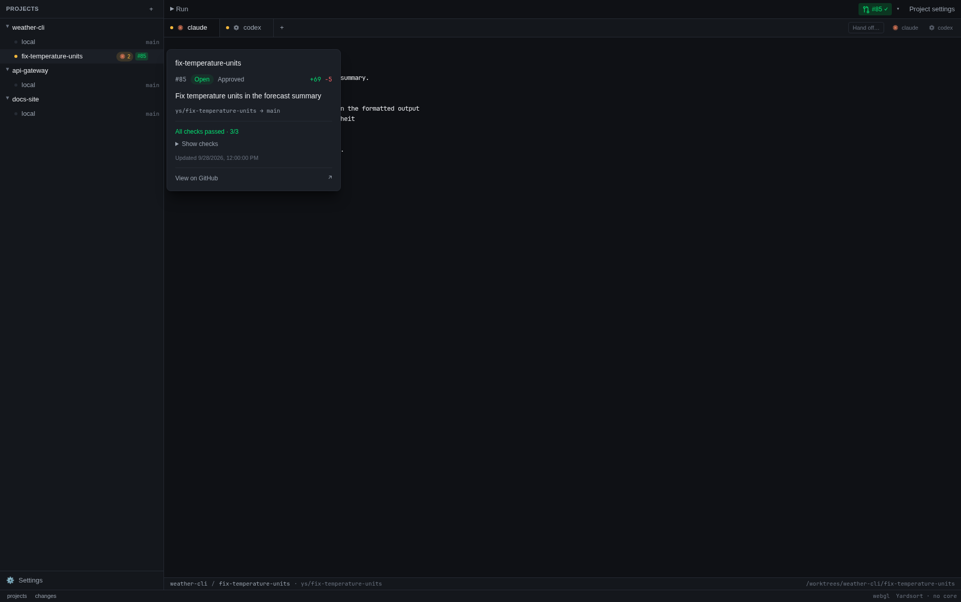 Workspace pull request preview with review status and checks