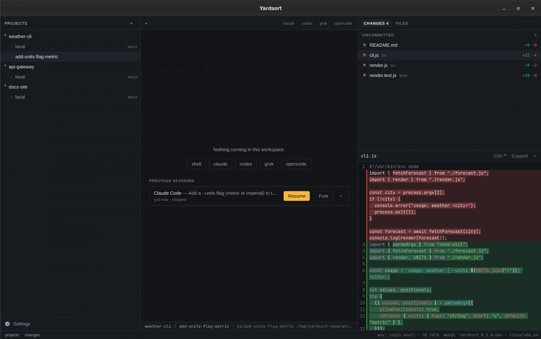 Previous sessions with Resume and Fork